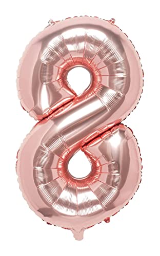 Folienballon Roségold nummer 8, Riese Luftballon Geburtstag 110cm, Folienballon Zahl ideal für Party, Jubiläum, Geburtstag, Zahlenballon, Helium von H HANSEL HOME