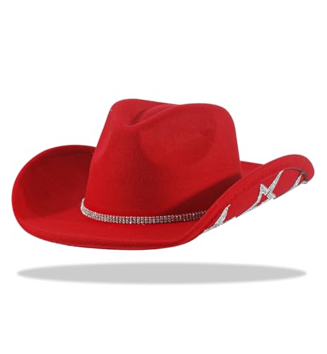 H.B Cowboyhut für Damen, Strass, glitzernd, Stern, breite Krempe, Cowgirl-Hut, Party, Glitzer, Silber, Damen, Größe M-L H.B Cowboyhut für Damen, Strass, glitzernd, Stern, breite Krempe, Cowgirl-Hut, Party, Glitzer, Silber, Damen, Größe M-L von H.Busque