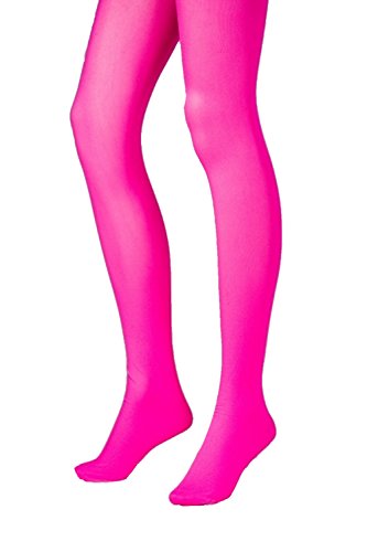 HAAC Strumpfhosen blickdichte Strumpfhose neonpink pink für Halloween Fasching Karneval von HAAC