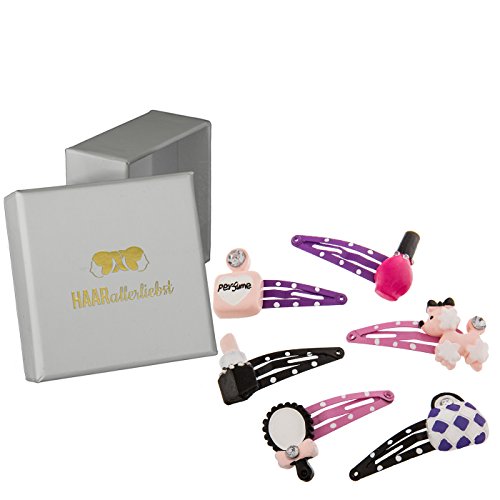 HAARallerliebst Haarspangen Set (6 Stück | Beaty Set | bunt) für Mädchen inkl. Schachtel zur Aufbewahrung (Schachtelfarbe: Weiss) von HAARallerliebst