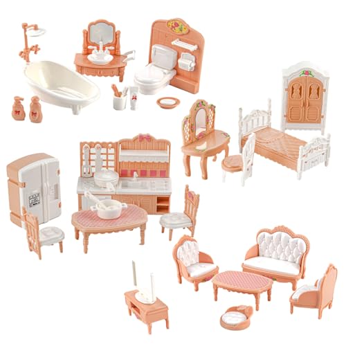 Puppenhaus Möbel Set, 4 Zimmer Kit 32 Stück Miniatur Puppenhaus Holzmöbel Zubehör, 1:12 Mini Puppenhaus Möbel Sets, Spielmöbel, Puppenhaus Zubehör Spielzeug für Jungen, Mädchen und Kleinkinder Puppenhaus Möbel Set, 4 Zimmer Kit 32 Stück Miniatur Puppenhaus Holzmöbel Zubehör, 1:12 Mini Puppenhaus Möbel Sets, Spielmöbel, Puppenhaus Zubehör Spielzeug für Jungen, Mädchen und Kleinkinder von HAASIKI