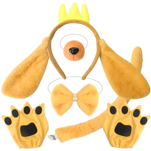HAASIKI 5-teiliges Hunde-Kostüm-Set, Welpen-Hunde-Kostüm-Set, inklusive Hundeohren, Stirnband, Nase, Hunde-Krawatte und Hundehandschuhe für Kinder, Männer, Frauen, Weltbuchtag HAASIKI 5-teiliges Hunde-Kostüm-Set, Welpen-Hunde-Kostüm-Set, inklusive Hundeohren, Stirnband, Nase, Hunde-Krawatte und Hundehandschuhe für Kinder, Männer, Frauen, Weltbuchtag von HAASIKI