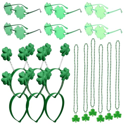 HAASIKI 6er-Set St. Patrick's Day Stirnband mit Brille, 3 Kleeblatt-Stirnband, 3 Kleeblatt-Shutter-Brillen, Partyzubehör, St. Patrick's Day, Kostümzubehör für Damen und Herren HAASIKI 6er-Set St. Patrick's Day Stirnband mit Brille, 3 Kleeblatt-Stirnband, 3 Kleeblatt-Shutter-Brillen, Partyzubehör, St. Patrick's Day, Kostümzubehör für Damen und Herren von HAASIKI