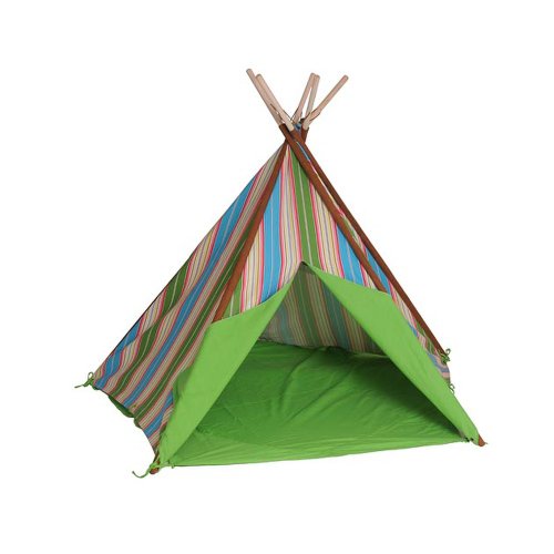 HAB & GUT -ZK002- Teepee - hochwertiges Stoffzelt für Kinder, Streifenmuster grün/braun/blau, Höhe 135 cm, Ø 180 cm - Holzstangen, Baumwolle, Indoor HAB & GUT -ZK002- Teepee - hochwertiges Stoffzelt für Kinder, Streifenmuster grün/braun/blau, Höhe 135 cm, Ø 180 cm - Holzstangen, Baumwolle, Indoor von HAB & GUT
