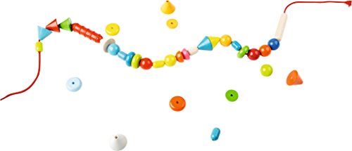 302637 - HABA Fädelspiel Regenbogenperlen , Kreatives Fädelspielzeug mit 66 Perlen zum Auffädeln in unterschiedlichen Farben und Formen , Spielzeug ab 3 Jahren von HABA