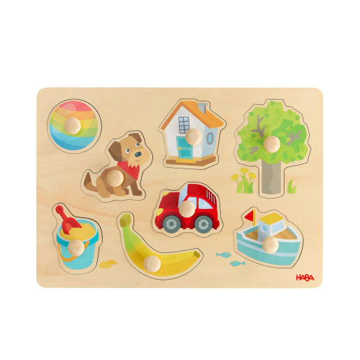 Greifpuzzle Erste Wörter, 8-teiliges Holzpuzzle, ab 12 Monaten von HABA 