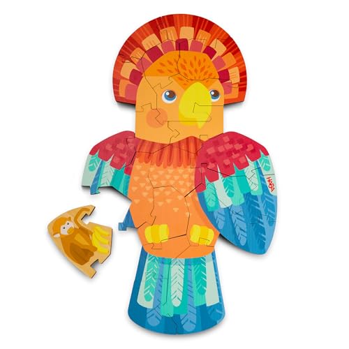 HABA 2-in-1 Papagei Puzzle: Beidseitiges Holzpuzzle mit tropischen Tiermotiven – Montessori Puzzle für Kinder ab 4 Jahren – 2011453001 von HABA