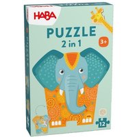 HABA 2011068001 - Puzzle 2in1, Elefant, 2-seitiges Holzpuzzle, 12 Teile von HABA