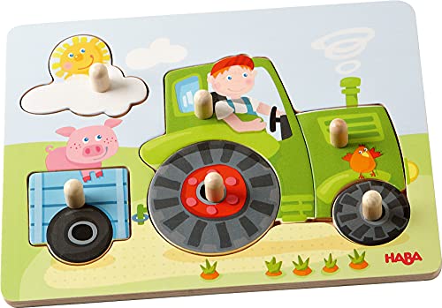 HABA 302535 - Greifpuzzle Peters Bauernhof, 6-teiliges Holzpuzzle mit großen, griffigen Holzknöpfen, Holzspielzeug ab 12 Monaten HABA 302535 - Greifpuzzle Peters Bauernhof, 6-teiliges Holzpuzzle mit großen, griffigen Holzknöpfen, Holzspielzeug ab 12 Monaten von HABA