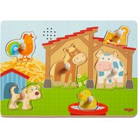 HABA 303179 - Sound-Greifpuzzle, Auf dem Land, Bauernhof, Holzpuzzle mit Tierstimmen, Kinderpuzzle von HABA