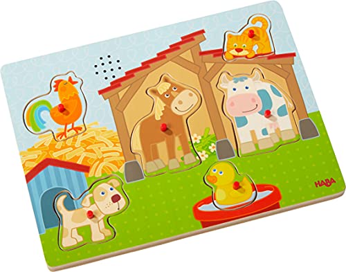 HABA Sound-Greifpuzzle Auf dem Land , Kinderpuzzle ab 2 Jahren mit hübschem Landlebenmotiv und Bauernhof-Tieren , Lustige Tiergeräusche sorgen für extra Spaß - 303179 von HABA