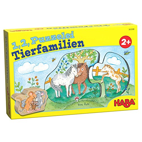 HABA 303308 1,2, Puzzelei – Tierfamilien, Spiel von HABA