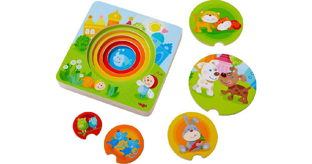 HABA 303536 Holzpuzzle Kunterbunte Tierkinder von HABA