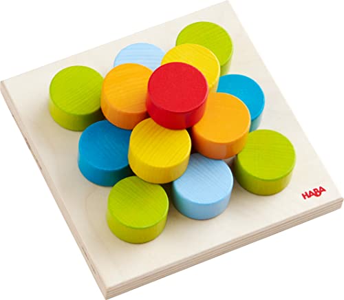HABA 303709 - Steckspiel Kunterbunte Welt , Sortierspiel mit 5 Motivkarten und 10 bunten Motiven zum Zuordnen und Farben lernen , Spielzeug ab 12 Monaten von HABA