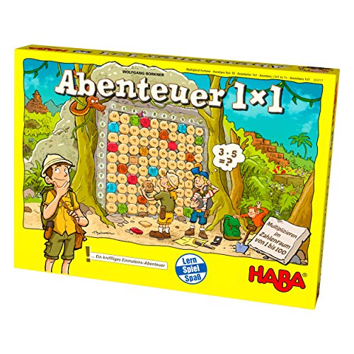 HABA 303717 – Abenteuer 1x1 | Ersatz und Lernspiel zum Spielerischen Trainieren der Einmaleins | Multiplizieren im Zahlenraum 1-100 | Cleveres Spielprinzip mit Selbstkontrolle | Spiel AB 7 Jahren von HABA