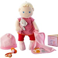 HABA 303724 - Babypuppe Jule, Stoff-Puppe mit Mütze, Schnuller, Schnullerkette, Kuscheldecke, Kuscheltier und Geburtspass, 30cm HABA 303724 - Babypuppe Jule, Stoff-Puppe mit Mütze, Schnuller, Schnullerkette, Kuscheldecke, Kuscheltier und Geburtspass, 30cm von HABA