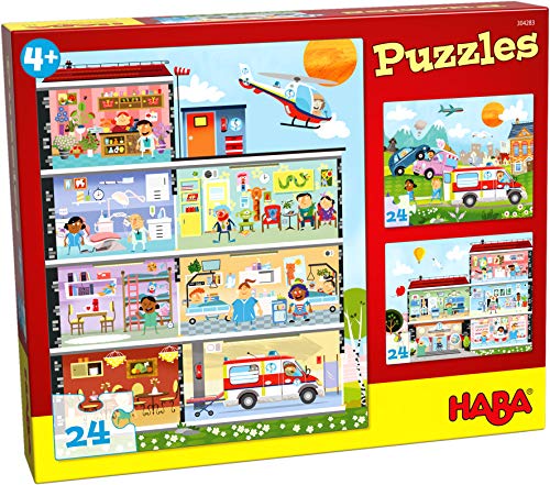 HABA 304283 - Puzzles Kleines Krankenhaus, Puzzle für Kinder ab 4 Jahren, 3 tolle Motive mit je 24 Puzzleteilen in einer Schachtel HABA 304283 - Puzzles Kleines Krankenhaus, Puzzle für Kinder ab 4 Jahren, 3 tolle Motive mit je 24 Puzzleteilen in einer Schachtel von HABA