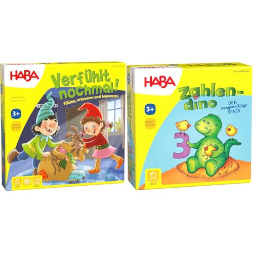 HABA 304508 Verfühlt nochmal, Fühlspiel für Kinder ab 3 Jahren, Holzteilen schult spielerisch die Feinmotorik & 4928 - Zahlendino Dinostarkes Zahlen- und Memospiel, für 1-4 Kinder von 3-8 Jahren HABA 304508 Verfühlt nochmal, Fühlspiel für Kinder ab 3 Jahren, Holzteilen schult spielerisch die Feinmotorik & 4928 - Zahlendino Dinostarkes Zahlen- und Memospiel, für 1-4 Kinder von 3-8 Jahren von HABA