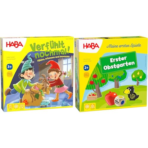 HABA 304508 – Verfühlt nochmal!, Fühlspiel für Kinder ab 3 Jahren & 4655 - Meine ersten Spiele Erster Obstgarten von HABA