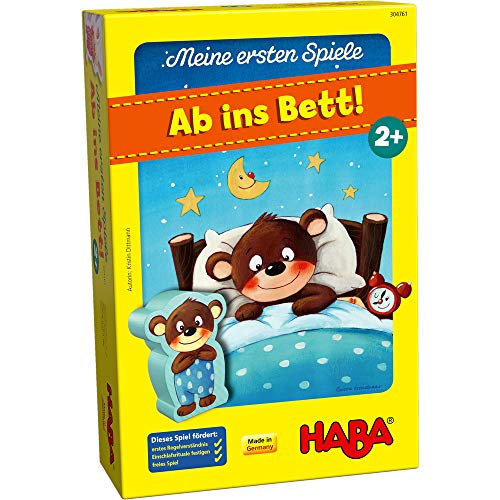 HABA 304761 - Meine ersten Spiele – Ab ins Bett!, Memo- und Zuordnungsspiel für 1-3 Spieler ab 2 Jahren, mit kindgerechtem Spielmaterial aus Holz und Pappe von HABA