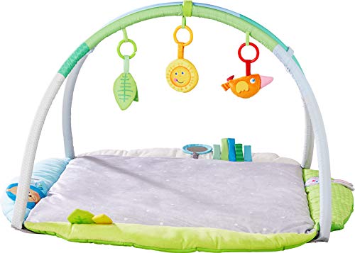 HABA 304778 - Spieltrainer Kuschelnest, mit weicher Spieldecke, höhenverstellbaren Spielbögen mit 3 Greiflingen inklusive akustischer und optischer Effekte, von Geburt an geeignet von HABA