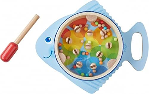 HABA 304851 - Trommelfisch, Klangspielzeug und Geschicklichkeitsspiel für Kinder, Holzspielzeug für Kinder ab 2 Jahren, fördert erstes musikalisches Verständnis von HABA