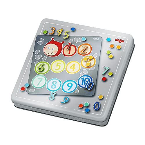 HABA 305050 - Magnetspiel-Box Zahlen, mit 4 Hintergrundbildern und vielen magnetischen Puzzleteilen, zum Lernen von Zahlen und Mengen, für Vorschulkinder ab 5 Jahren von HABA