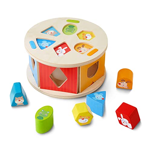 HABA 305060 - Sortierbox Lieblingstiere, farbenfrohes Zuordnungsspiel mit 6 Holzsteinen und 1 Sortierbox, Motorikspielzeug ab 12 Monaten, zum Lernen von Farben und Formen von HABA