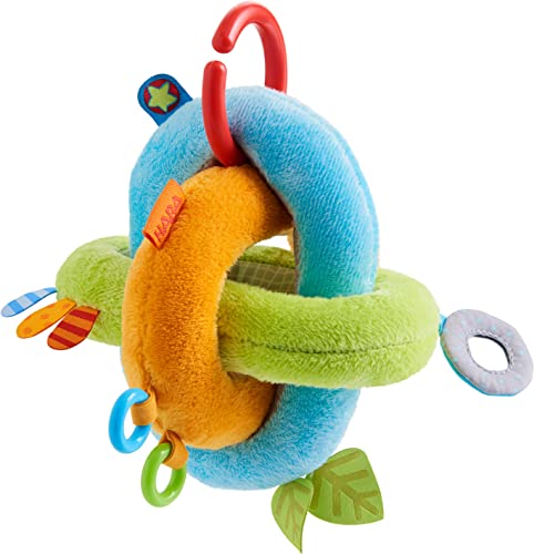 HABA 305087 - Stoffball Ringe, Stoffspielzeug mit Spiegelfolie und Glöckchen, farbenfroher Ball für Babys ab 6 Monaten, tolles Geschenk zur Geburt und Taufe von HABA