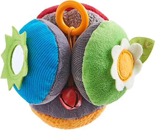 HABA 305091 - Stoffball Knubbel, Stoffspielzeug mit unterschiedlichen Oberflächen und Farben, Motorikspielzeug mit Glöckchen, Ball für Babys ab 6 Monaten von HABA