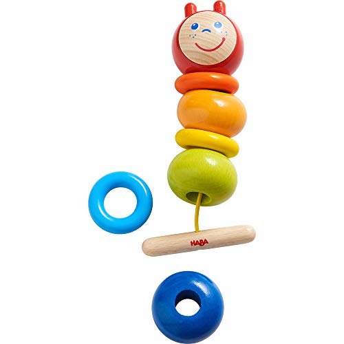 HABA 305227 - Fädelspiel Raupe, Motorikspiel aus Holz für Kinder ab 2 Jahren, pädagogisches Spielzeug zur Förderung der Feinmotorik HABA 305227 - Fädelspiel Raupe, Motorikspiel aus Holz für Kinder ab 2 Jahren, pädagogisches Spielzeug zur Förderung der Feinmotorik von HABA