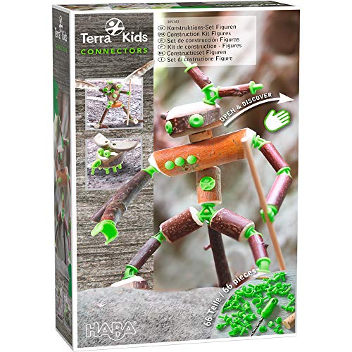 HABA 305343 - Terra Kids Connectors - Konstruktions-Set Figuren, Kinder-Bastelset für kreative Wesen, Verbinder aus Kunststoff für Holz und Kork, mit Handbohrer und Anleitung, Mittel von HABA