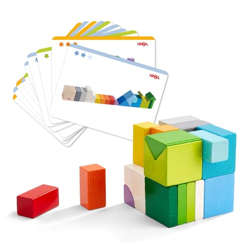 HABA 305463-3D-Legespiel Würfelmix, Holzspielzeug zum Legen und Stapeln, 19 Holzbausteine, 10 Vorlagekarten zum Nachbauen, Spielzeug ab 3 Jahren HABA 305463-3D-Legespiel Würfelmix, Holzspielzeug zum Legen und Stapeln, 19 Holzbausteine, 10 Vorlagekarten zum Nachbauen, Spielzeug ab 3 Jahren von HABA