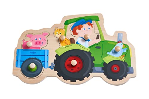 HABA 305550 - Greifpuzzle Lustige Traktorfahrt, Greifpuzzle ab 1 Jahr, bunt von HABA