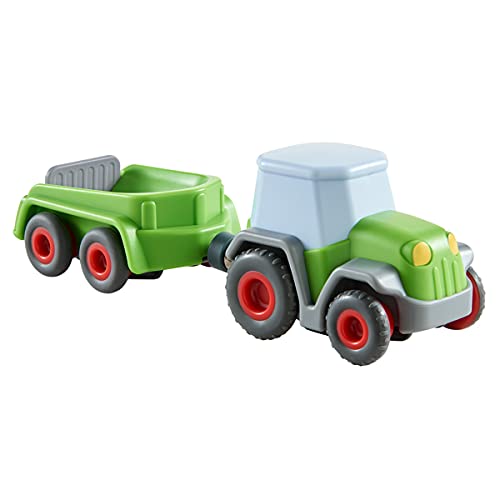 HABA 305562 - Kullerbü – Traktor mit Anhänger, Kugelbahnzubehör ab 2 Jahren von HABA