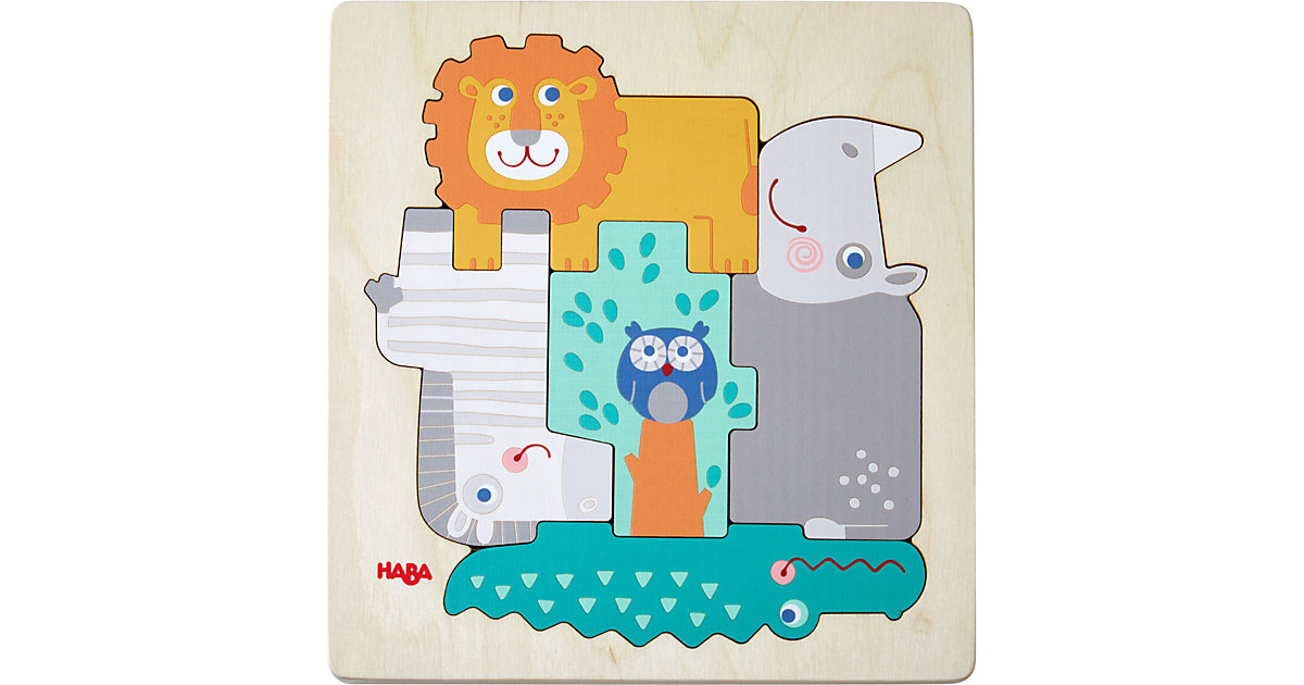HABA 305710 Holzpuzzle - Tierisch wild, 5 Teile von HABA