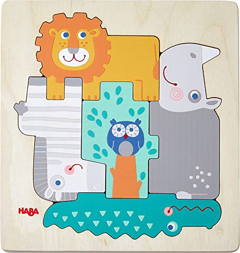 HABA 305710 - Holzpuzzle Tierisch wild, Holzpuzzle ab 2 Jahren, bunt von HABA