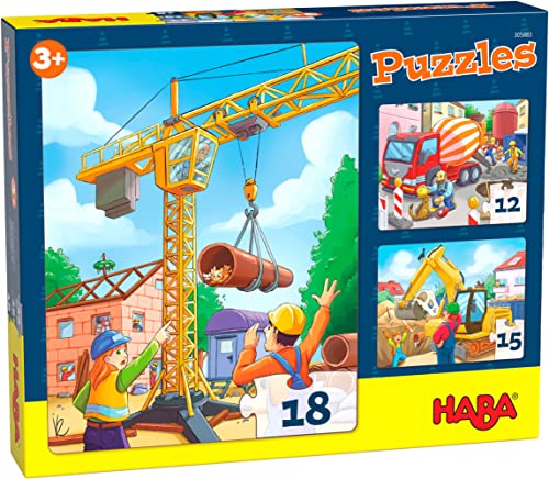 HABA 305883 - Puzzles Baustellenfahrzeuge, Puzzle ab 3 Jahren, bunt von HABA