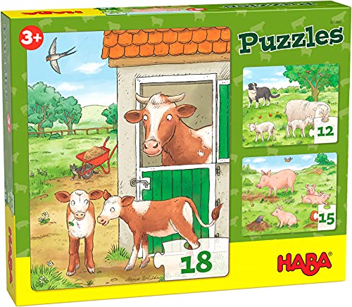HABA 305884 - Puzzles Bauernhoftierkinder, Puzzle ab 3 Jahren, bunt von HABA