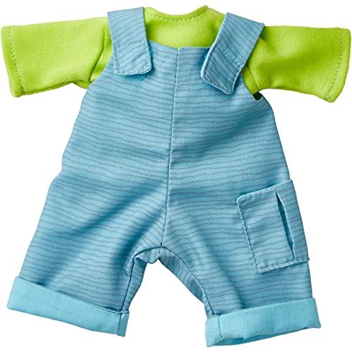 HABA Kleiderset Freizeitspass – T-Shirt und Latzhose für 30 cm Puppen – Pflegeleicht und waschbar bei 30°C – Ab 18 Monaten – 1305979001 von HABA