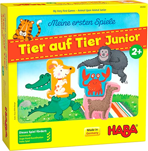 HABA 306068 - Meine ersten Spiele – Tier auf Tier Junior, Kleinkinderspiel ab 2 Jahren, Made in Germany, Bunt von HABA