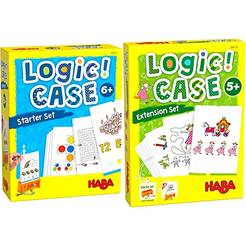 HABA 306121 - LogiCASE Starter Set 6+, Mitbringspiel ab 6 Jahren & 306125 - LogiCase Extension Set – Prinzessinnen, Mitbringspiel ab 5 Jahren von HABA