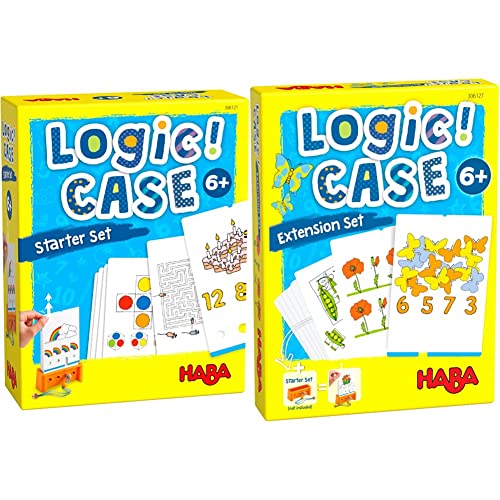 HABA 306121 - LogiCASE Starter Set 6+, Mitbringspiel ab 6 Jahren & 306127 - LogiCASE Extension Set – Natur, Mitbringspiel ab 6 Jahren von HABA