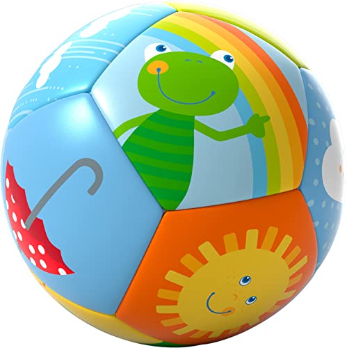 HABA Babyball Regenbogenwelt – Weicher Ball ab 6 Monaten mit bunten Wetter-Motiven, Ø 11 cm, Perfekt für erste Greif- & Ballspiele – 1306318001 HABA Babyball Regenbogenwelt – Weicher Ball ab 6 Monaten mit bunten Wetter-Motiven, Ø 11 cm, Perfekt für erste Greif- & Ballspiele – 1306318001 von HABA