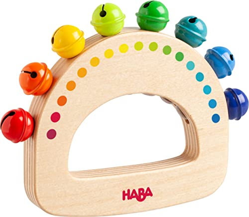 HABA 306519 - Schellenkranz Regenbogen, Klangspielzeug ab 10 Monaten, made in Germany von HABA