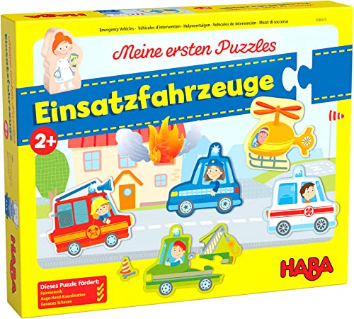 HABA 306525 - Meine ersten Puzzles – Einsatzfahrzeuge, Puzzle ab 2 Jahren von HABA