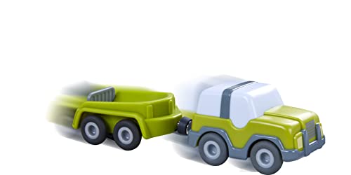 HABA 306687 - Kullerbü – Geländewagen mit Anhänger, Spiel-Fahrzeug ab 2 Jahren, grün von HABA