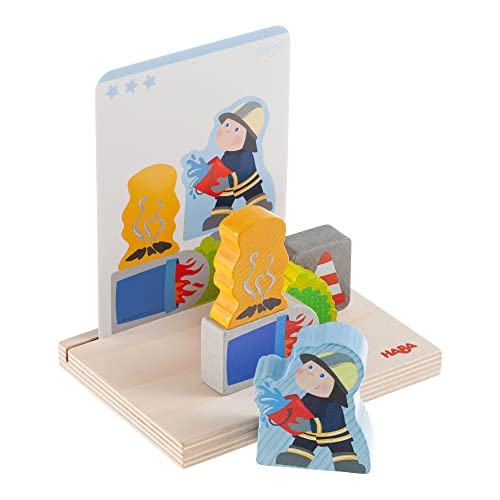 HABA 306706 - Stapelspielzeug Feuerwehr, Steck - & Stapelspiel ab 2 Jahren, made in Germany von HABA