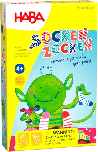 HABA 306993 Socken Zocken Matching Game - Ein buntes Monster Matching und Memory Sock Spiel - ab 4 Jahren von HABA