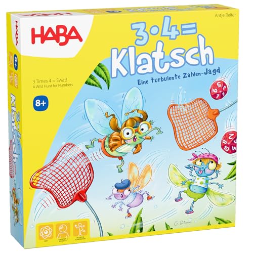 HABA 3X4=Klatsch – Spannendes Lernspiel für 2-6 Spieler ab 8 Jahren, Fördert das kleine Einmaleins und die Konzentration, Lustiges Reaktionsspiel zum Rechnen üben – 2012173001 von HABA